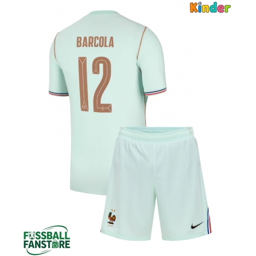 Frankreich Bradley Barcola #12 Replik Auswärtstrikot Kinder WM 2026 Kurzarm (+ Kurze Hosen)